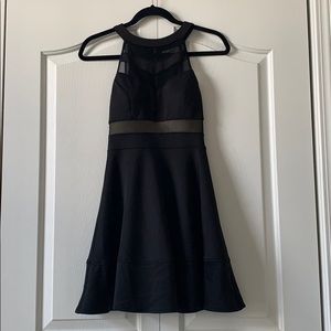 Black High Neck Dress with Mesh Detailing